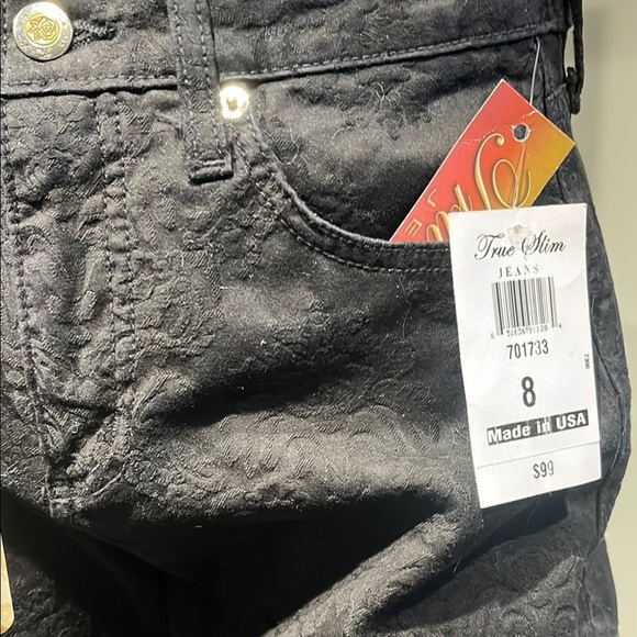 Black Straight Leg Jeans jacquard look - Picture 4 of 11